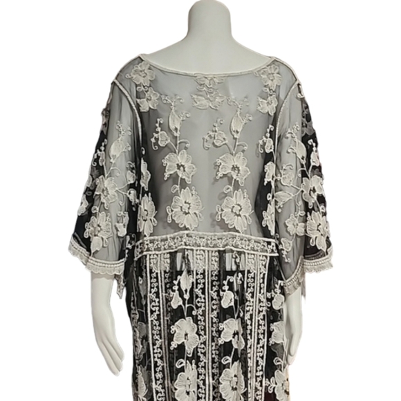 ASHA Gypsy Boho Embroidered Duster L M S Robe Maxi Dress Swim Cover Up Kimono - Picture 9 of 14